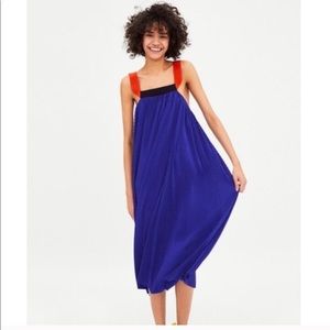 NWT Zara TRF pleated dress electric blue size S